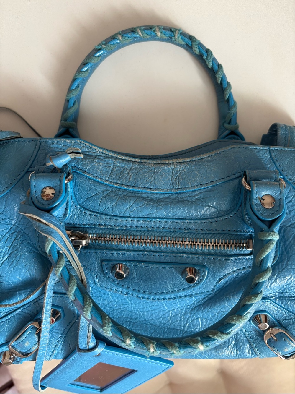 Balenciaga Turquoise Blue Classic Mini City Crossbody - Picture 5 of 14